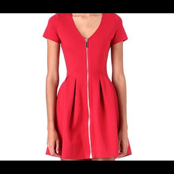 Maje Datypic red zip stretch and fit flare dress - Picture 6 of 6